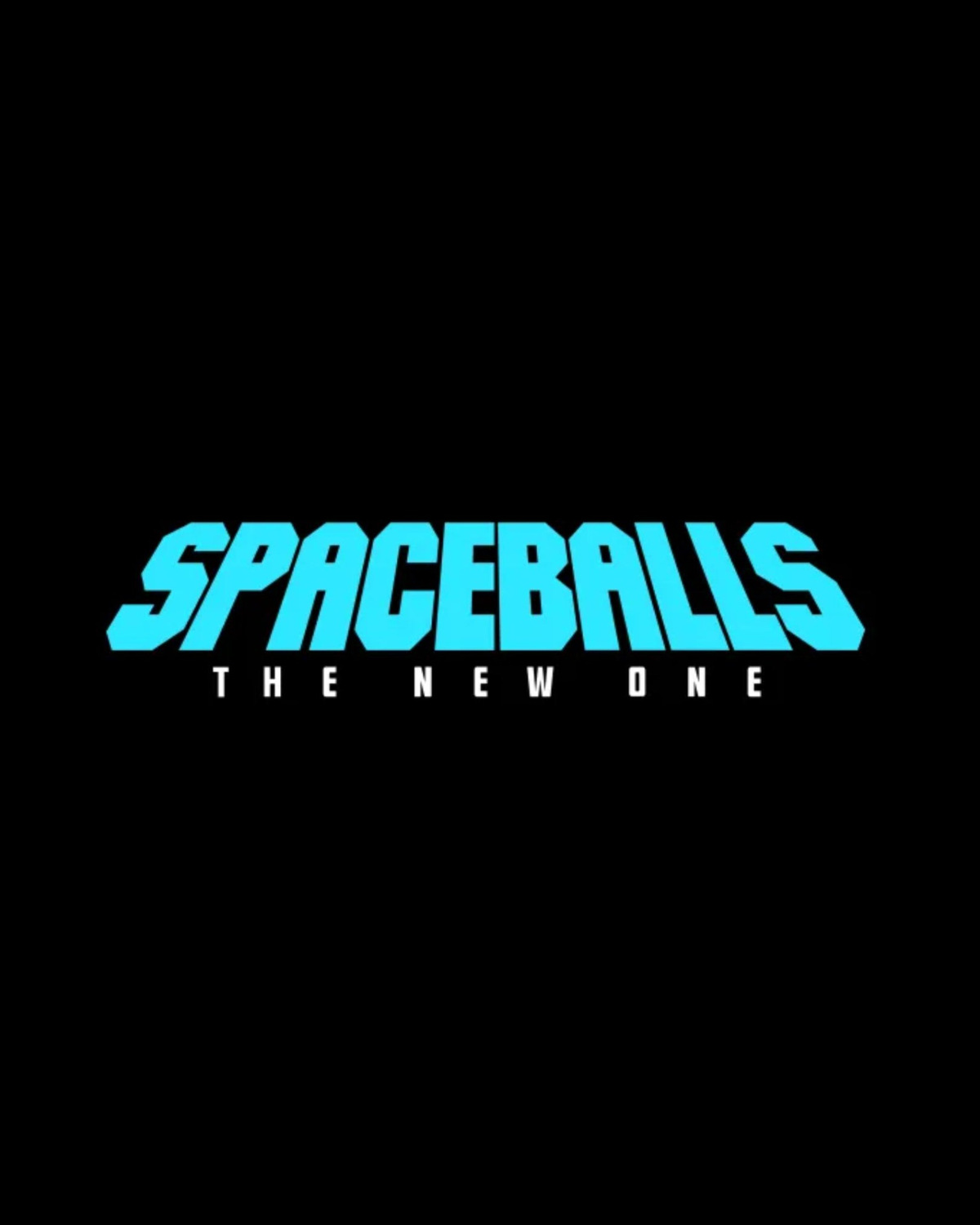 The blue 'Spaceballs: The New One' logo centred on a black background